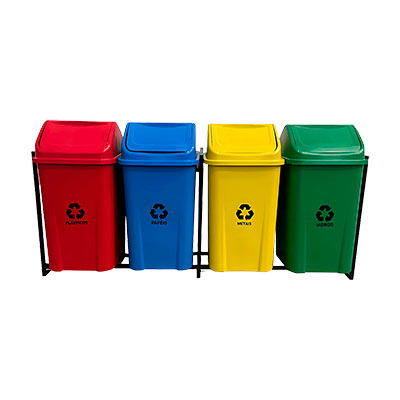 Kit Lixeiras Basculantes para Coleta Seletiva 100L